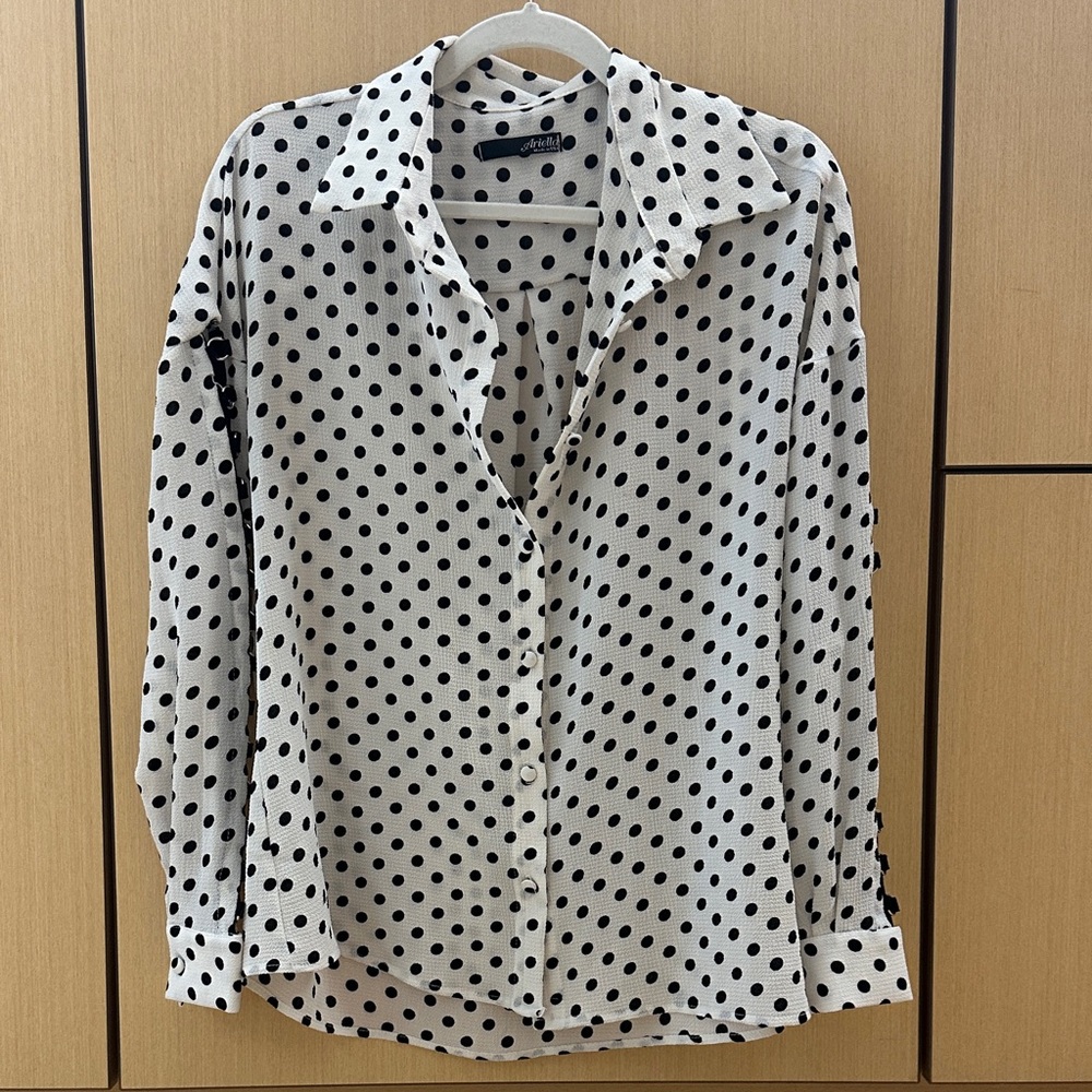 Ariella Black and White Polka Dot Blouse